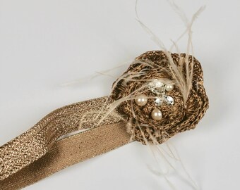 Bridal Accessories, Rhinestone Headband, Gold Flower Headband, Crystal Headband, Channel Style Accessories, Jeweled Headband, Gold Headband