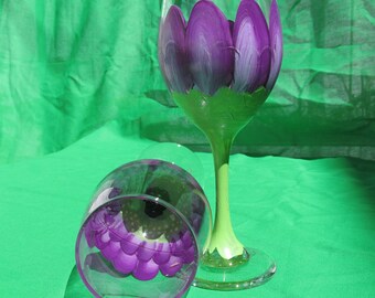 Hand painted floral wine glasses