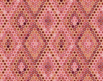 Tula Pink Salt Water Tortoise Shell in Coral by FQ, approximately 18" x 22".