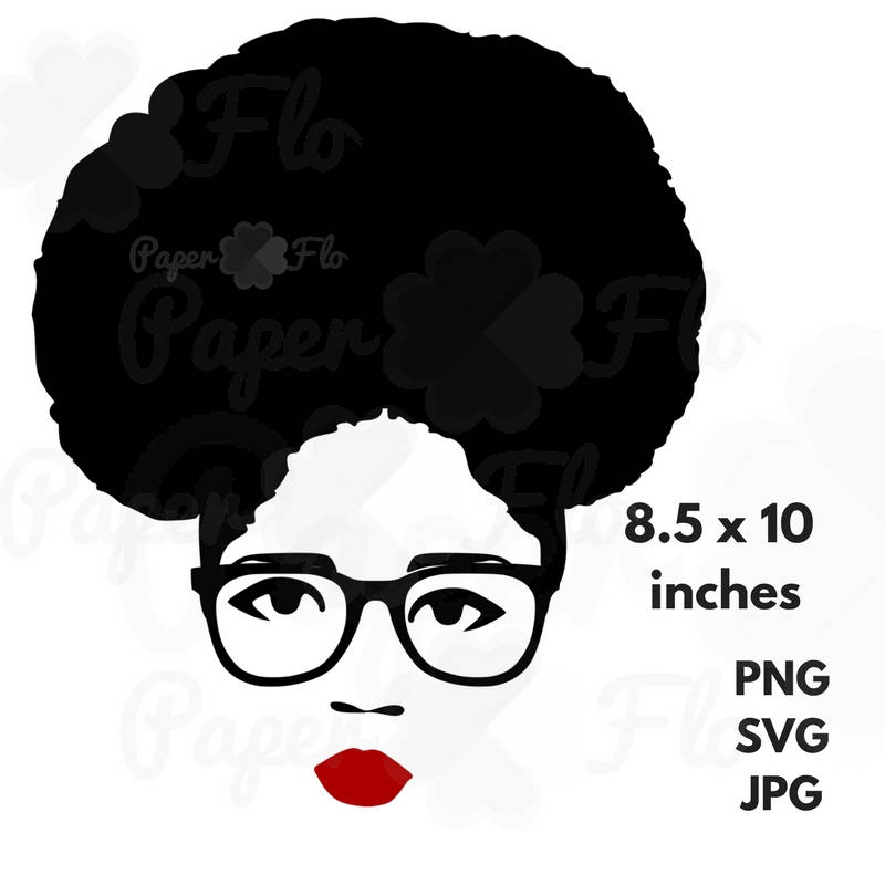 Afro glasses SVG black woman face SVG Black Girl SVG natural