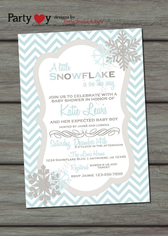 Snowflake Baby Shower Invitation Winter Baby Shower