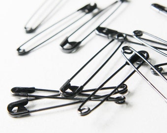 40pcs Black Mild Steel Metal Safety Pins - 50mm (K-232)