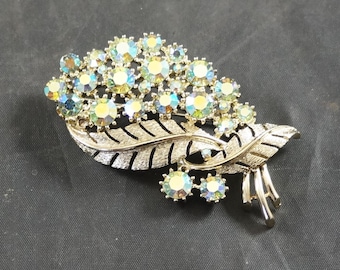 Vintage CORO Rhinestone Brooch Gold Tone Mount