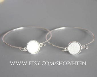 20pcs 12mm Silver bracelet blanks Tray Settings 12MM Bezel Bracelet Blank - Bezel Bracelet Bangle-12mm Bangle Bracelet Base