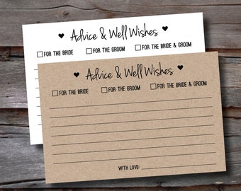Wedding Advice Cards - Packs of 25-150 - Advice for the Bride & Groom