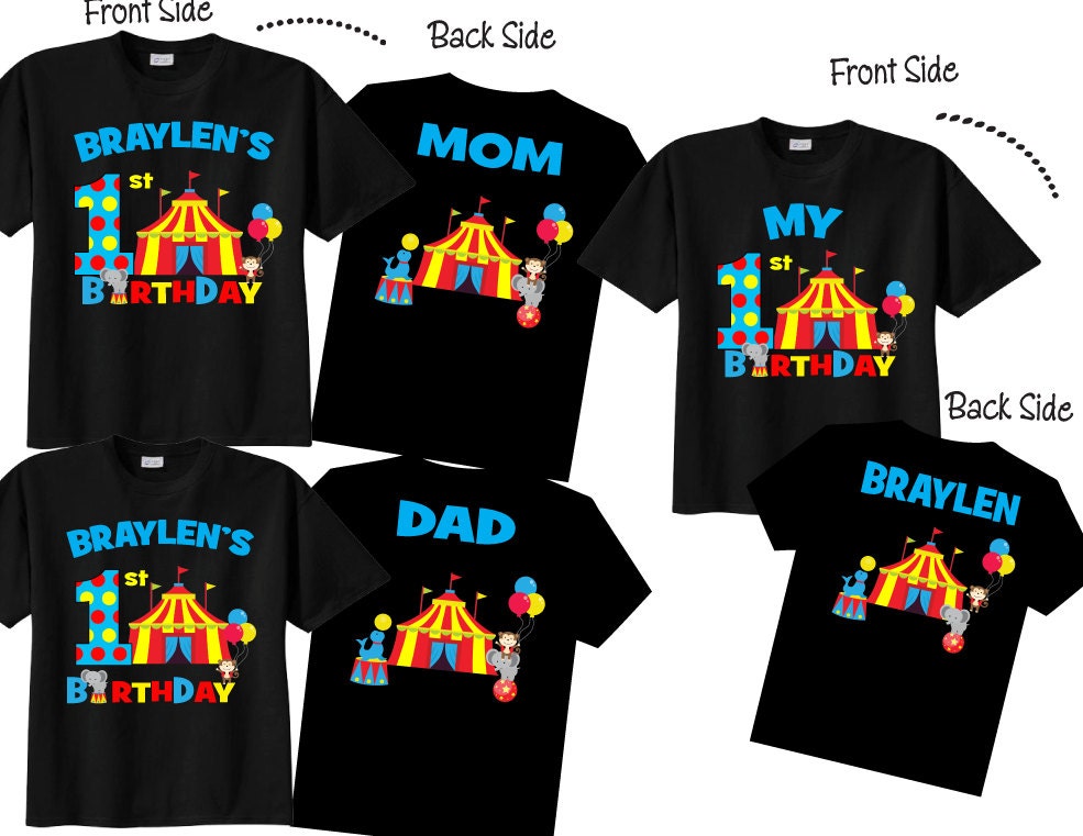 1st Birthday Shirts with Circus Family Birthday Shirts with