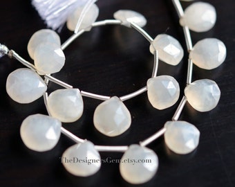 Pretty Mystic Pearl Chalcedony Faceted Heart Shape Briolette 10mm to 12mm - 1/2 STRAND