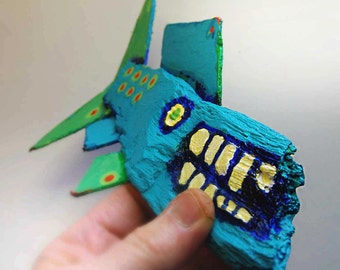 Colorful Painted Wood Fish Art Created from Recycled Materials and Ready to Hang in any Room to add Color, Creativity, and Conversation