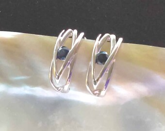 Sterling Silver Sapphire Stud Earrings, 925 Silver Earrings, September Birthstone Stud Earrings, UK Seller, Blue Sapphire Studs, UK Seller