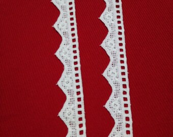 Vintage White Cotton Lace Trim 1" Wide