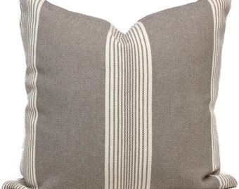 Decorative Pillow Cover, Greige French Grain Sack Pillow Cover, Made to order size