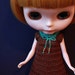 Handmade Crochet Blythe Brown Outfit with Green Ribbon