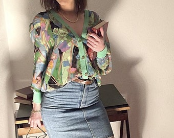 Vintage 80 's jacket Aqua Green