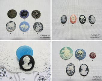 Silicone molds in the form of cameos of various shapes and sizes. Molds for polymer clay