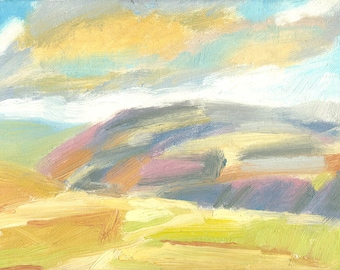painting oil landscape small canvas Light and Colour on the Hill