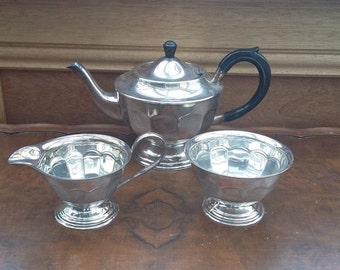 Vintage Silver Plate Teapot Milk and Jug Set Mid Century