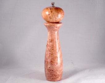 Pepper Grinder, handmade maple burl peppermill, modern wood pepper mill