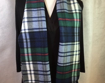Two blues & Green Plaid Fleece Scarf
