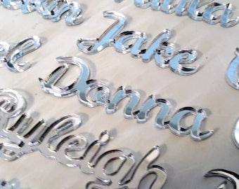 Laser Cut Mirror Place Settings - Set Of 10 - Laser Cut Names - Wedding Reception - Mirror Acrylic - Guest Seating - Wedding Seating-Wedding