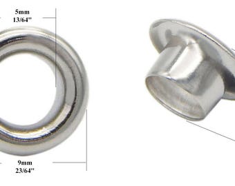 Surgical Stainless Steel Silver Tone Round Grommet Eyelet for Leather Craft 5 mm Inner Diameter