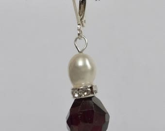 Garnet and pearl earrings