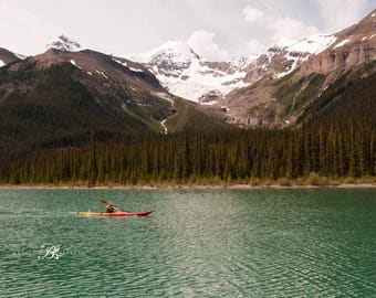 Canada Lake Prints Photography, Canada Lake Decor, Maligne Lake print, Canada Landscape photography, Lake decor Wall Art, Lake poster, Canoe
