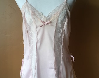 1970s Light Pink Satin Babydoll Nightie (M) • JCPenney Vintage Nightgown