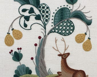 Crewel kit The Royal Park, Crewel Embroidery Kit The Royal Park, Crewel work Kit Deer, Crewelwork Embroidery Kit The Royal Park