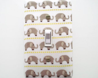 Elephant Light Switch Cover - Taupe Tan Elephant Switch Plate Cover - Taupe Nursery Decor - Jungle Outlet Cover - Girls Elephant Nursery
