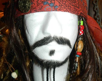 Handmade Jack Sparrow Ventilating Lace Fake Caribbean Pirate Beard With Beads (Made to Order)