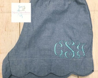Scalloped Monogrammed PJ Shorts-final inventory!!!