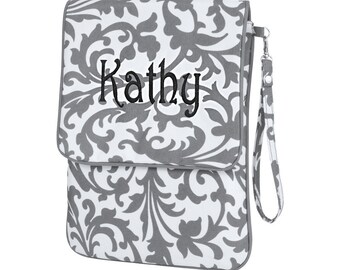 Monogrammed Padded I-Pad Case - Grey Floral