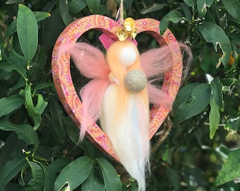 READY TO SHIP Girls Room Ornament Needle Felted wool doll The love fairy....just make a wish...
