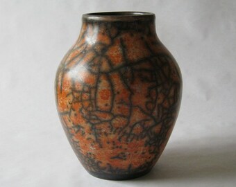 Naked raku fired ceramic bottle 12-181