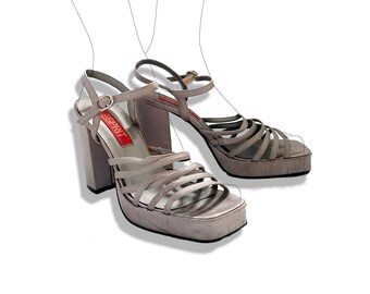 Silver strappy platform sandals!