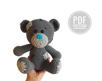 crochet pattern - patched - teddy bear - animal - classic teddy bear - amigurumi - pdf - crochetbykim