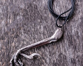 Solid Sterling Silver Magpie Claw Pendant