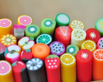 50pcs Polymer Clay Fimo Cane Stick Assorted Mixed Sexy Nail Art Manicure Deco Earring Scrapbooking Design Kawaii Fruit Pattern 502001_1