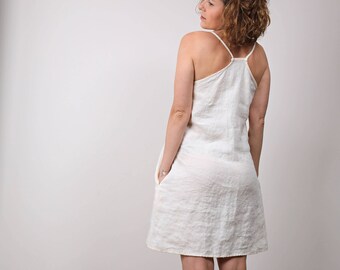 Linen sundress. Strap dress. Handmade dress. Midi dress. Soft linen dress. Sleeveless sundress. Casual dress. Romantic dress. Beach dress.