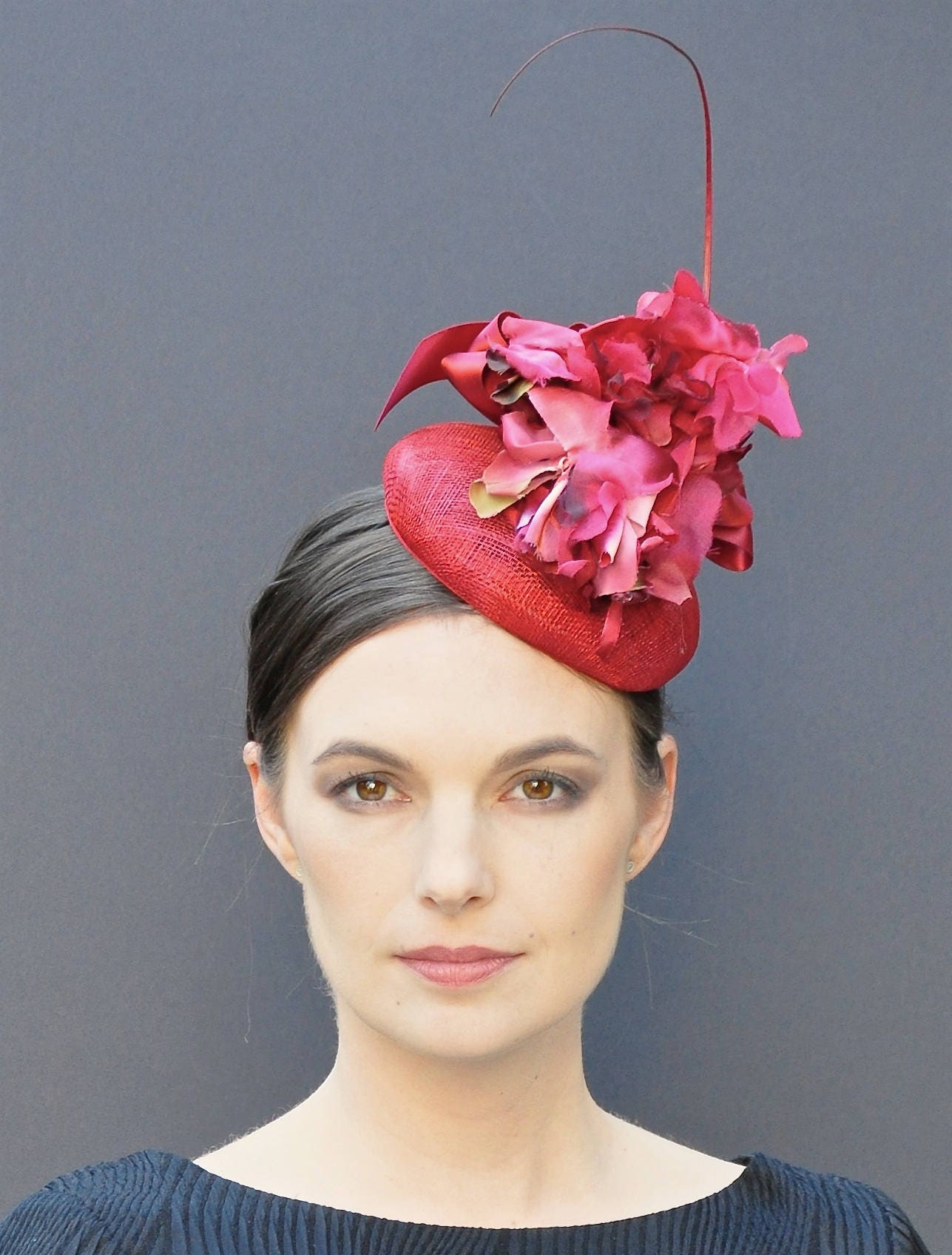 Kentucky Derby Fascinator Hat, Wedding Fascinator Headpiece, Red ...