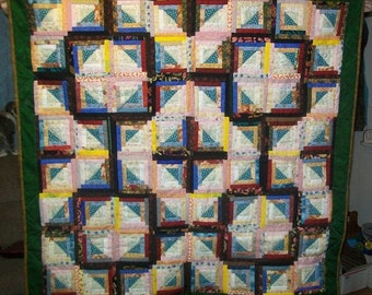 Scrappy Log Cabin Quilt 42 x 42
