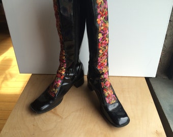60's Vinyl Embroidered gogo boots .