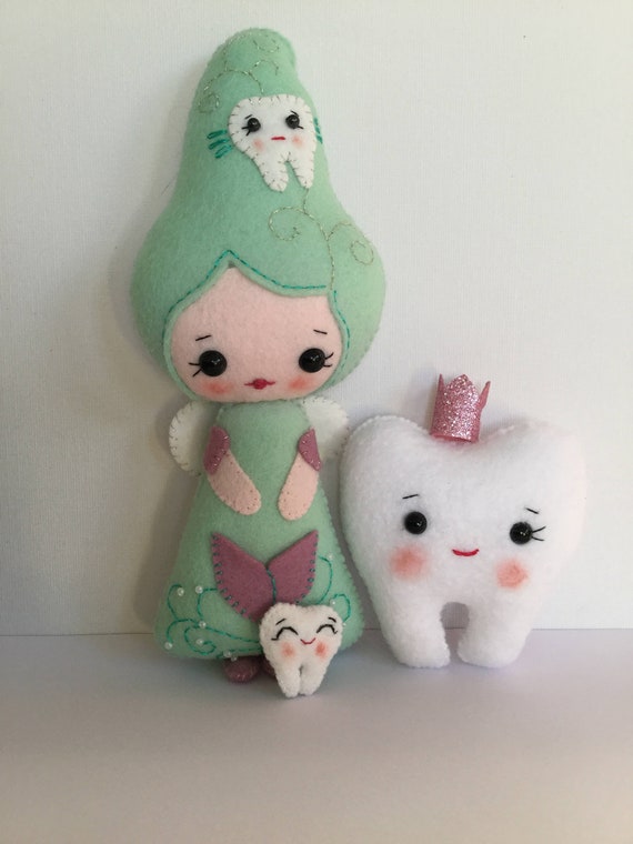 Tooth Fairy Plush Wool Felt Soft Toy Doll Noialand Design.