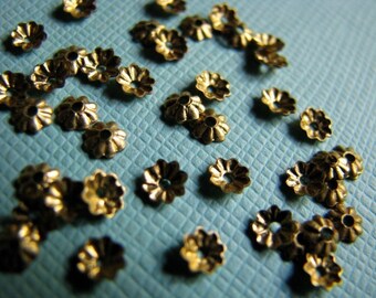 Itty bitty raw brass bead caps 3mm (12)