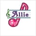 Music Note Applique, Monogram frame, no fonts included, Machine embroidery design, 3 sizes