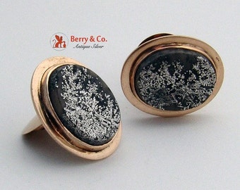 SaLe! sALe! Graphite Crystals Quartz 14 K Yellow Gold Cufflinks