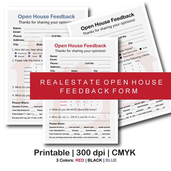 Real Estate Open House Feedback Form Real Estate Signs Real