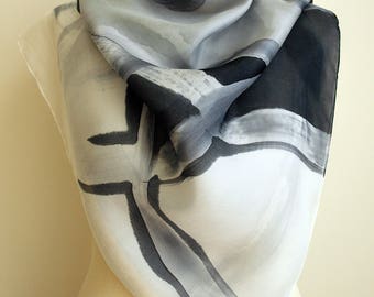 Silk scarf Handpainted- Hand Painted square Silk Scarf- Art silk scarf- Ooak silk scarf- Giveaways -Gifts for her- 35x35in. (90x90cm)
