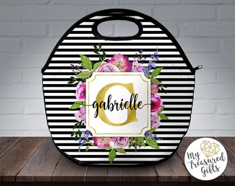 Personalized Lunch Tote, Custom Lunch Bag, Monogram Lunch Bag, Neoprene Lunch Tote, Custom Lunch Box, Personalized Lunch Bag, Insulated Bag