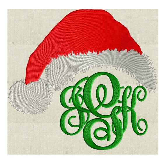 Santa Hat Font Frame Monogram Font not included EMBROIDERY